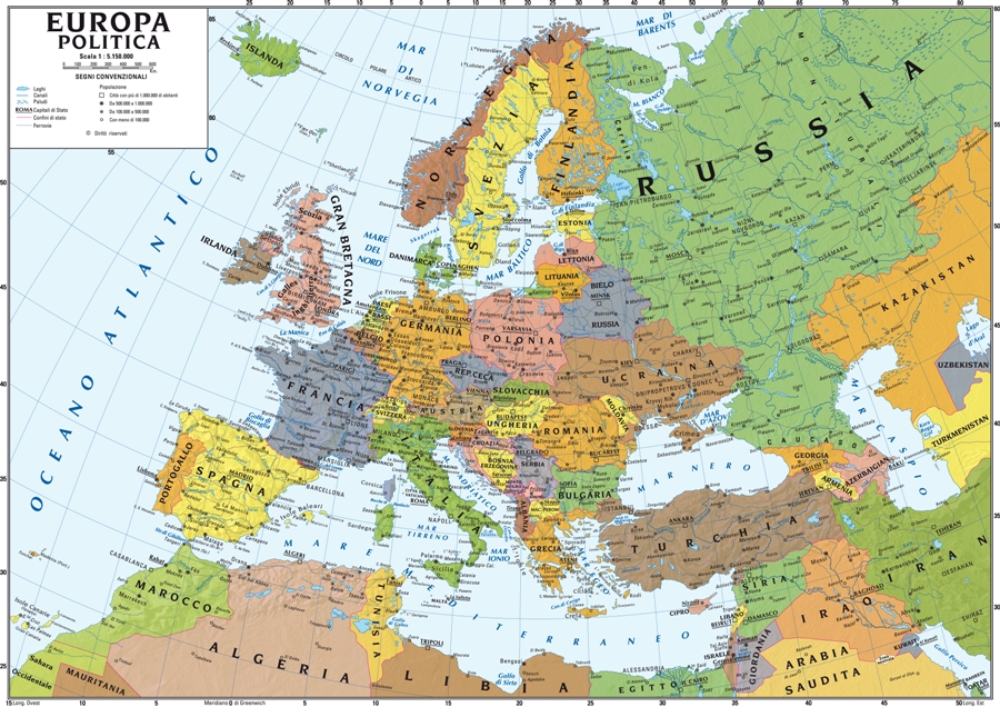 Carta Geografica Fisica Europa