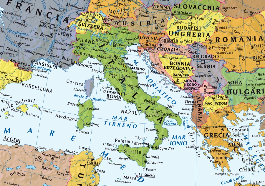 Europa politica/fisica plastificata (scolastica) - carta geografica murale